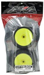 1:8 Truggy City Block Medium pre-mounted tyres (Yellow Wheel), AK14112MRY, 8132620114781